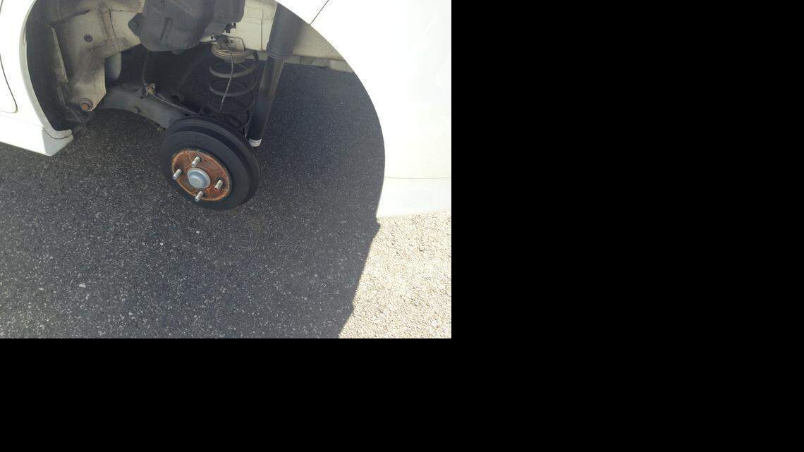 
Jennifer Hancock Ivenco, a Delta flight attendant, said two tires and wheels were stolen from her Honda Fit. 
