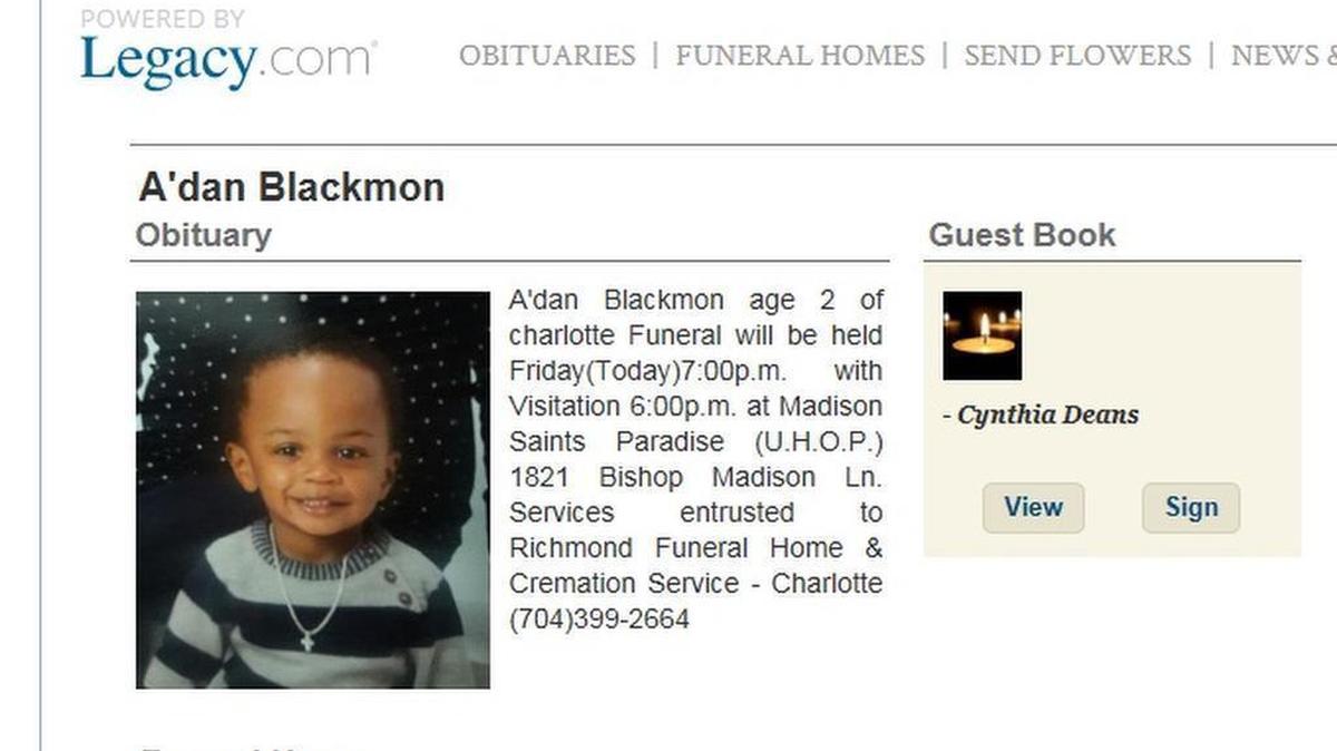 Two-year-old A’dan Blackmon died in June 2017.