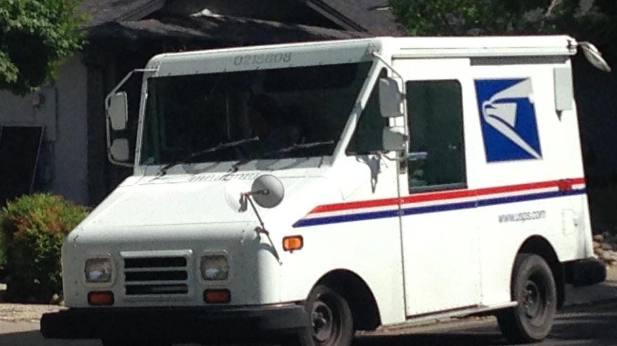 A United States Postal Service mail truck