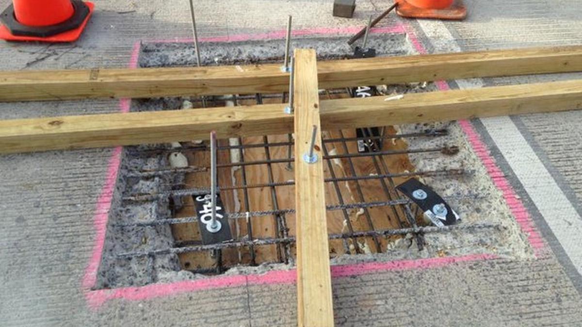 This 2-foot-by-4-foot hole formed this week in the deck of the I-77 bridge over the Catawba River in York County, S.C.