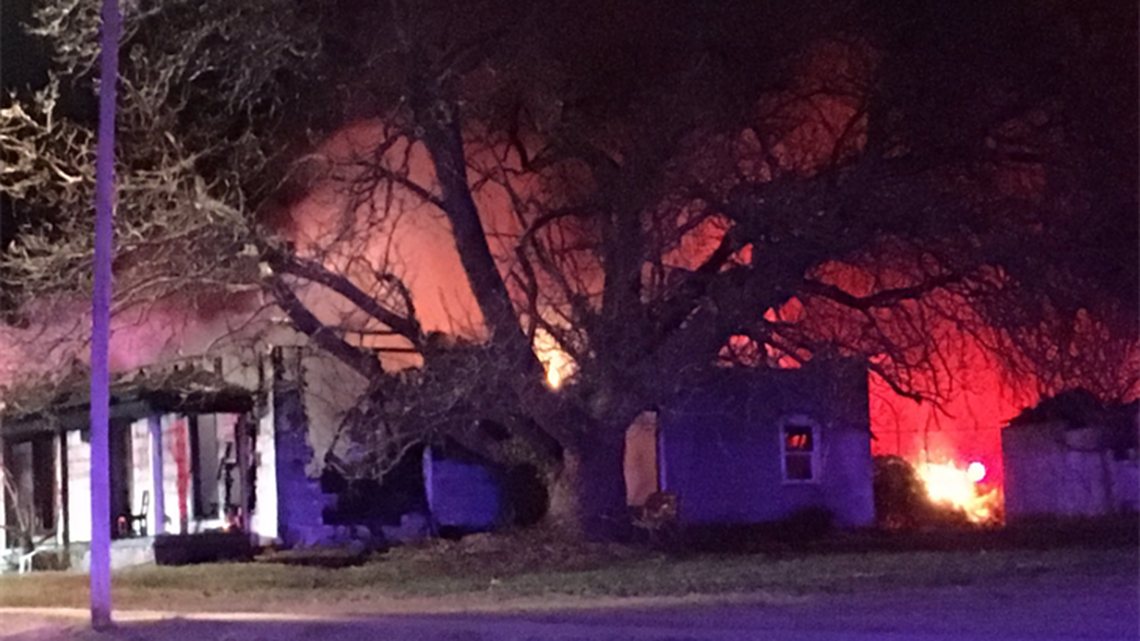 A man was hospitalized after a massive fire broke out at his home in Matthews Monday morning