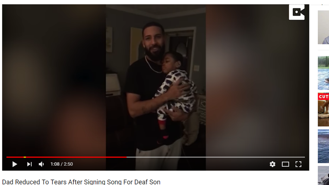 Zach Oxendine of Lumberton notices his 2-year-old son in viral video that has gotten 18,000 views on YouTube
