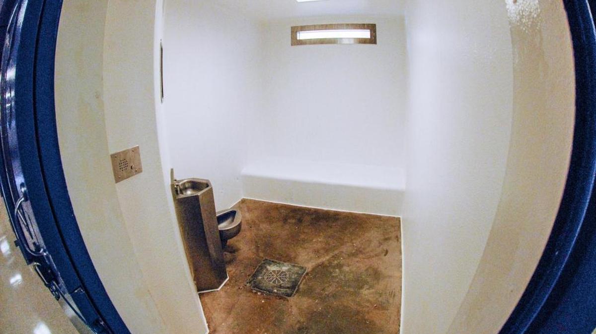 A wide-angle view of a cell inside the new Therapeutic Diversion Unit at Central Prison in Raleigh. Inmate Shawn Minnich was recently moved to the unit after years in more restrictive solitary confinement.