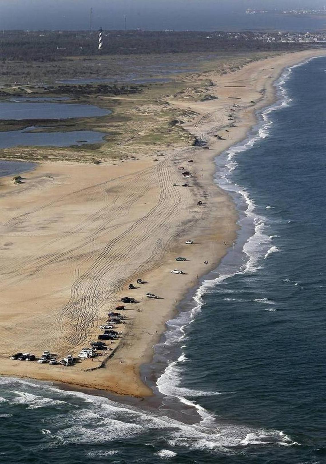 Cape Point on Hatteras Island is crowded with fishermen in this photo looking north from September 2011.