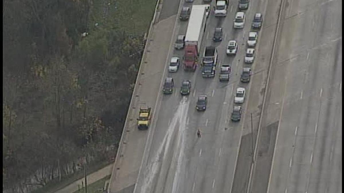 A concrete spill on Interstate 85 north between Mallard Creek Road and W.T. Harris Boulevard has has traffic backed up.