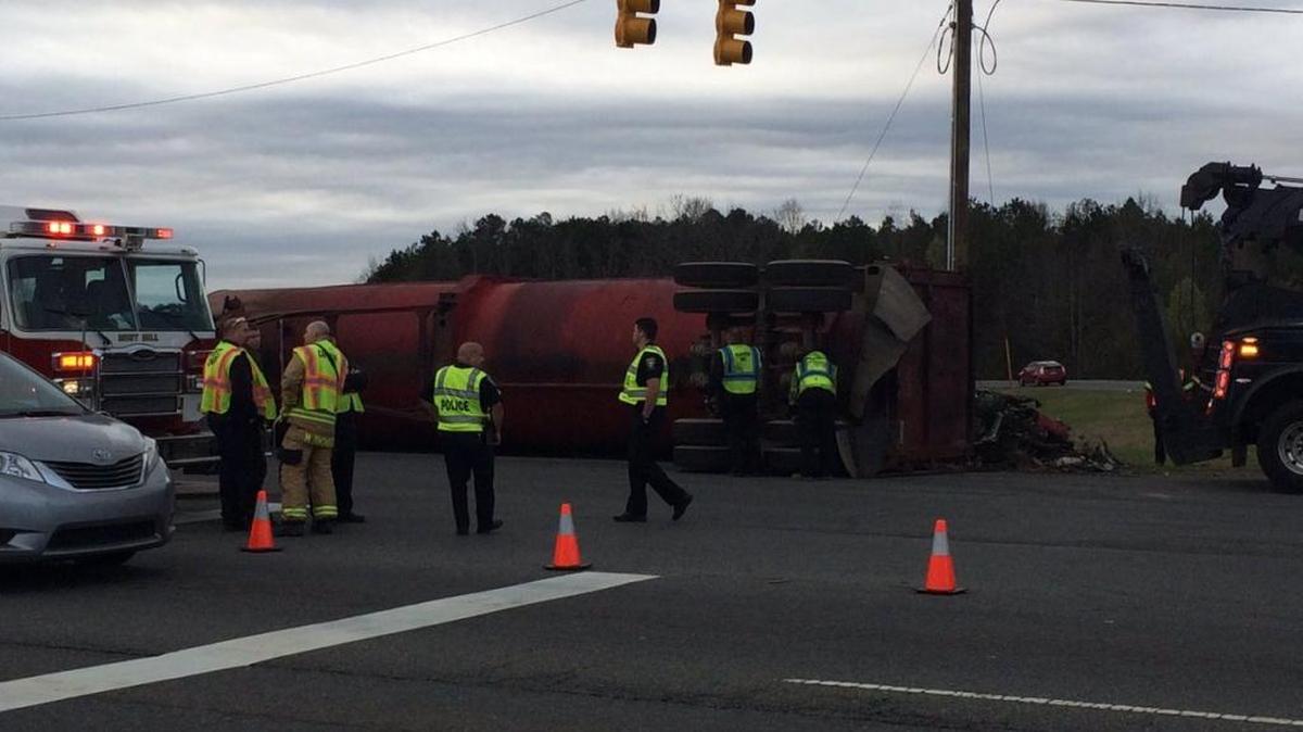 Site of overturned truck investigation Wednesday morning.