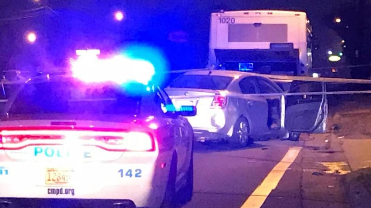 One person was killed after his car ran into the back of a CATS bus on North Tryon Street Saturday night.