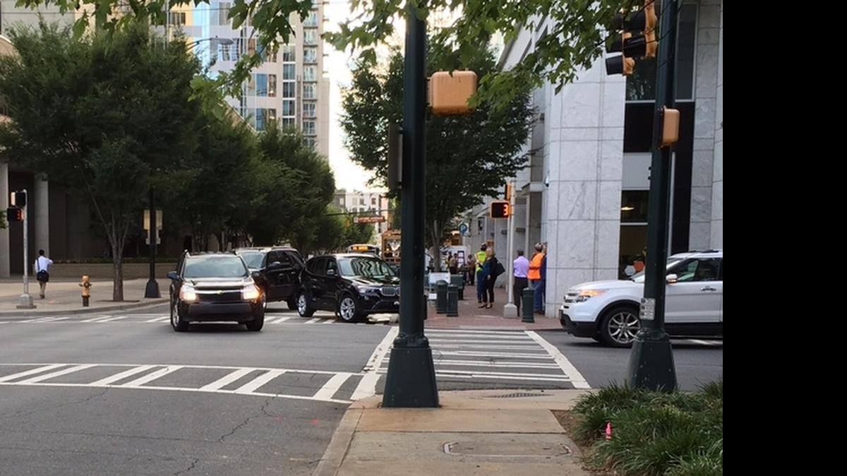 
An accident at Stonewall and Church streets blocked traffic Wednesday morning.
