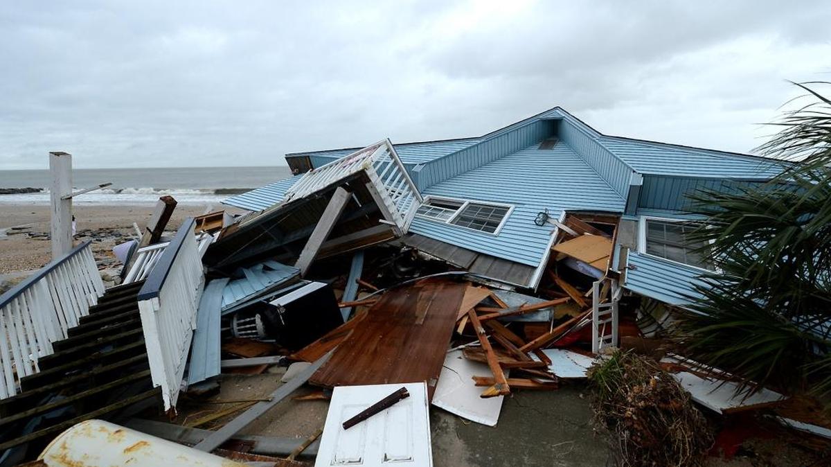 A home along in the Town of Edisto Beach lies in ruin on following Hurricane Matthew's damaging winds.