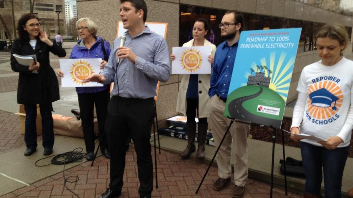 Greenpeace field organizer Michael Zytkow talks about powering Charlotte schools with solar energy.