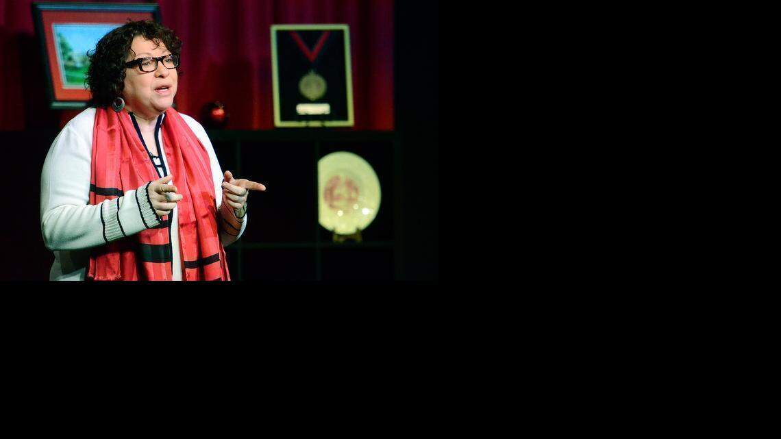 
Associate Supreme Court Justice Sonia Sotomayor speaks at Davidson College on Thursday before a crowd of about 1,600 people at Belk Arena. 
