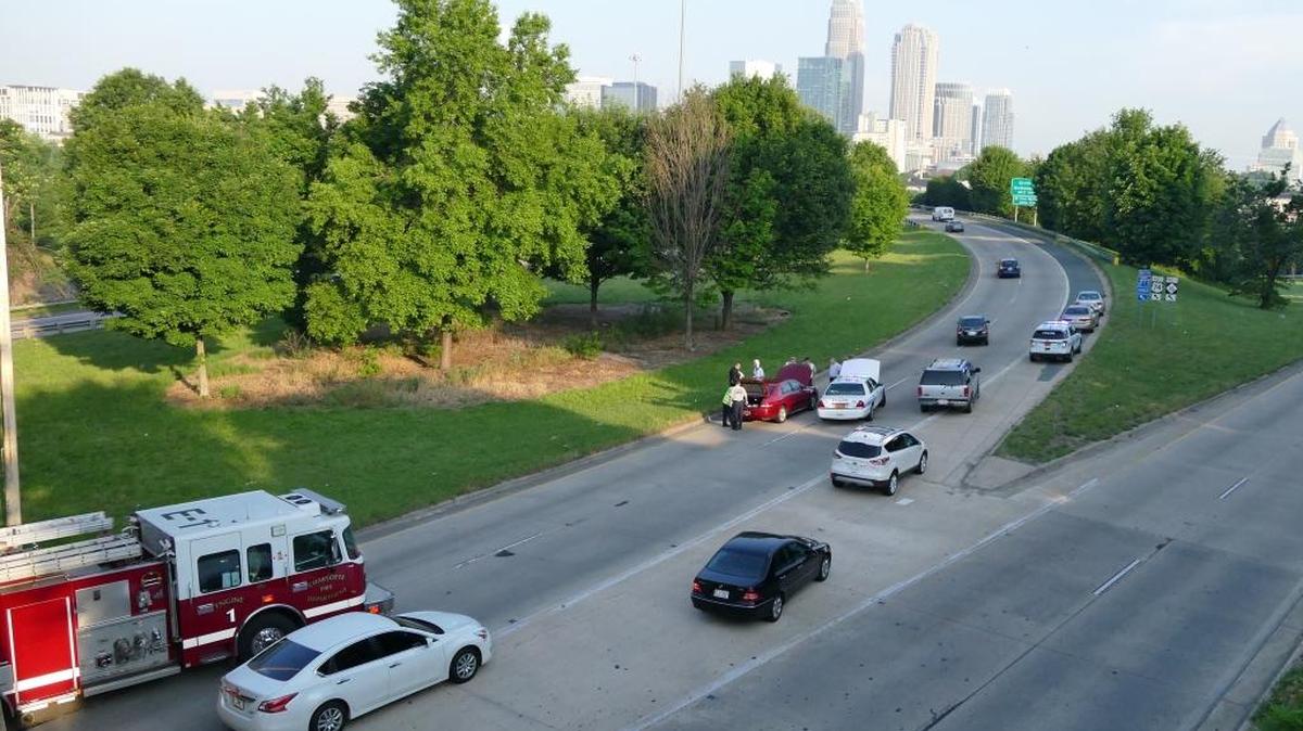 Numerous vehicles were involved in a wreck Thursday morning on inbound Independence Boulevard at the Interstate 277 split.