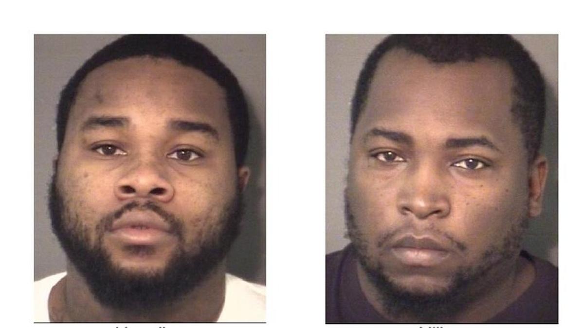 Two men — Barrington Jovan Llewellyn (left) and Antoine Valenino Miller (right) — were arrested Tuesday after officials said they attempted to use another man’s identity to buy a car from an Indian Trail car dealership.
