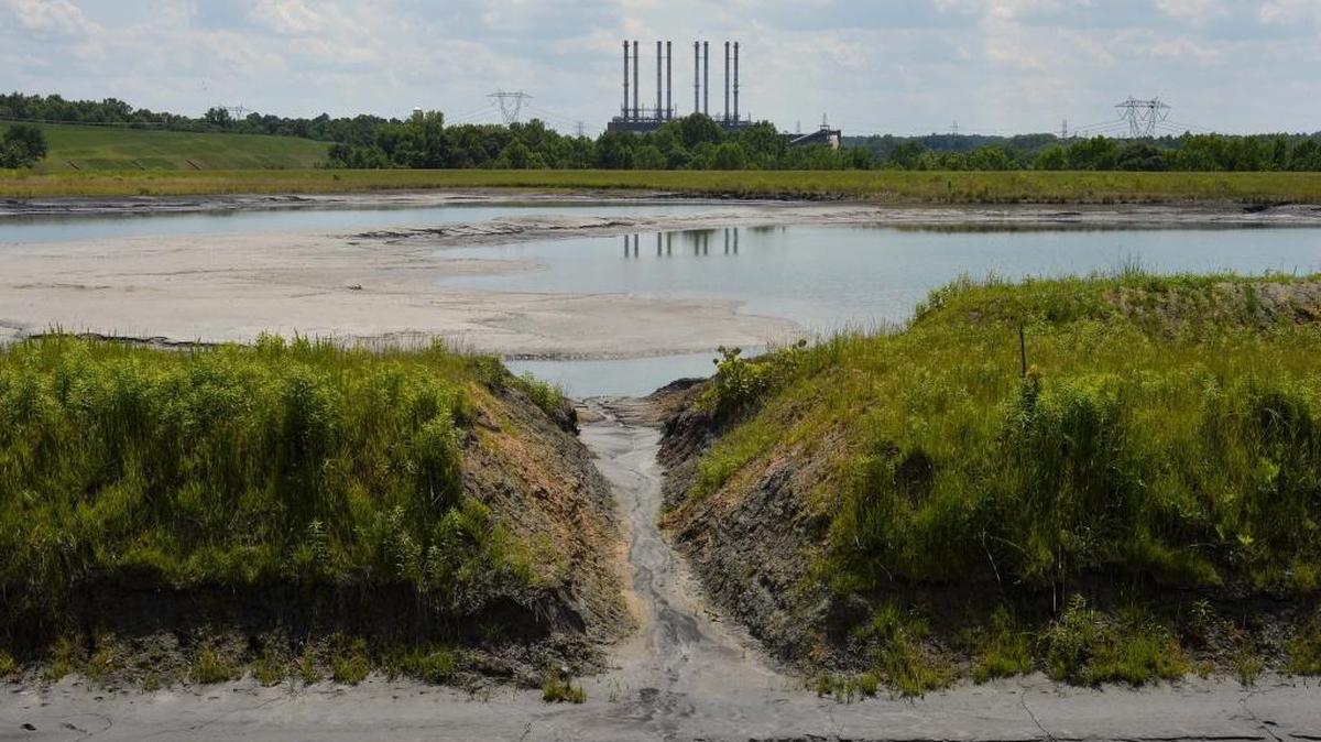 The primary ash pond at Duke Energy’s retired Riverbend power plant in Mount Holly in 2014.