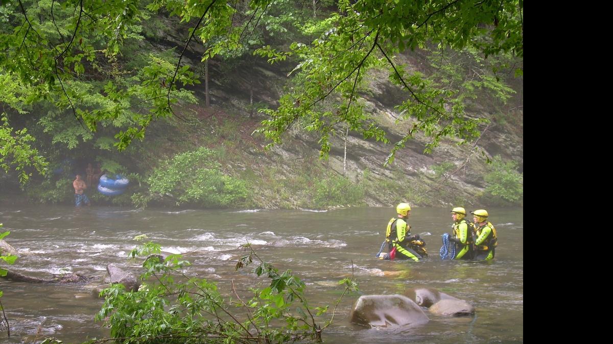 
Rangers and fire crews rescued six people stranded while tubing on the Little River in Great Smoky Mountains National Park in 2013.
