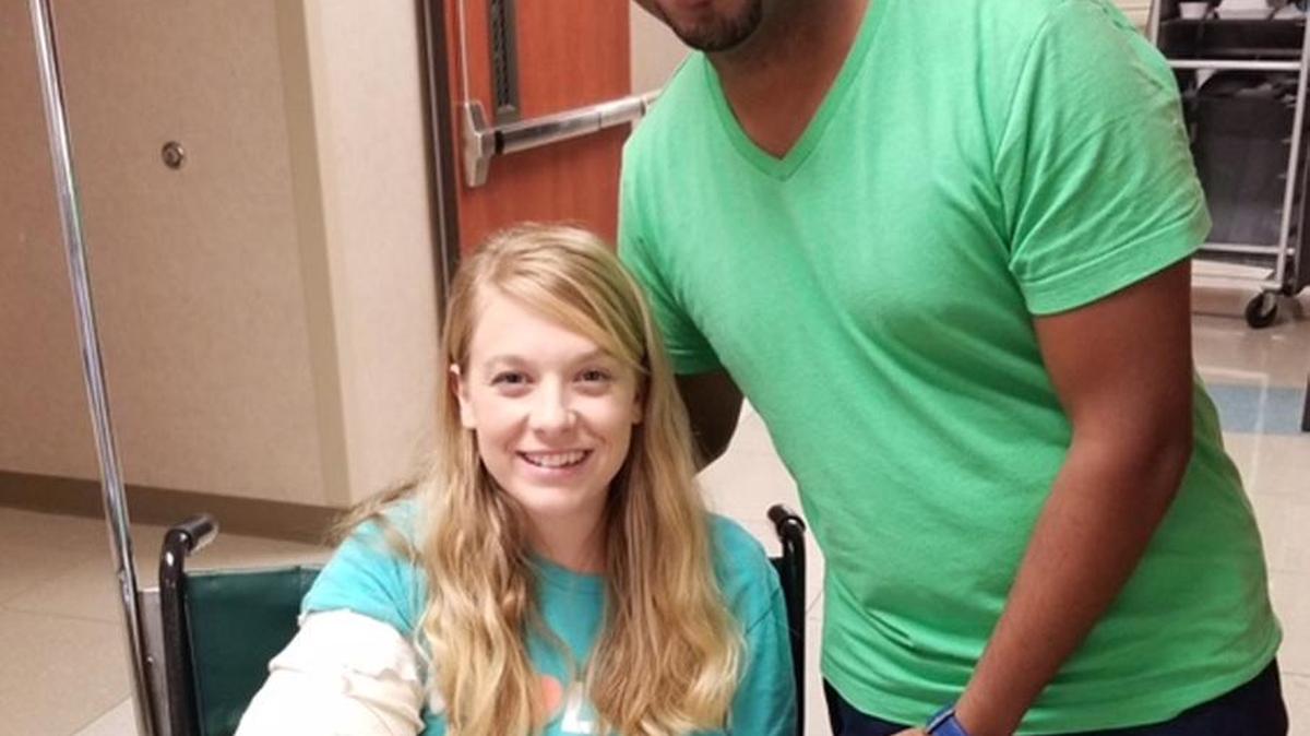 Tiffany Johnson, pictured here with husband James, is recovering from a brutal shark attack that occurred off the coast of the Bahamas.