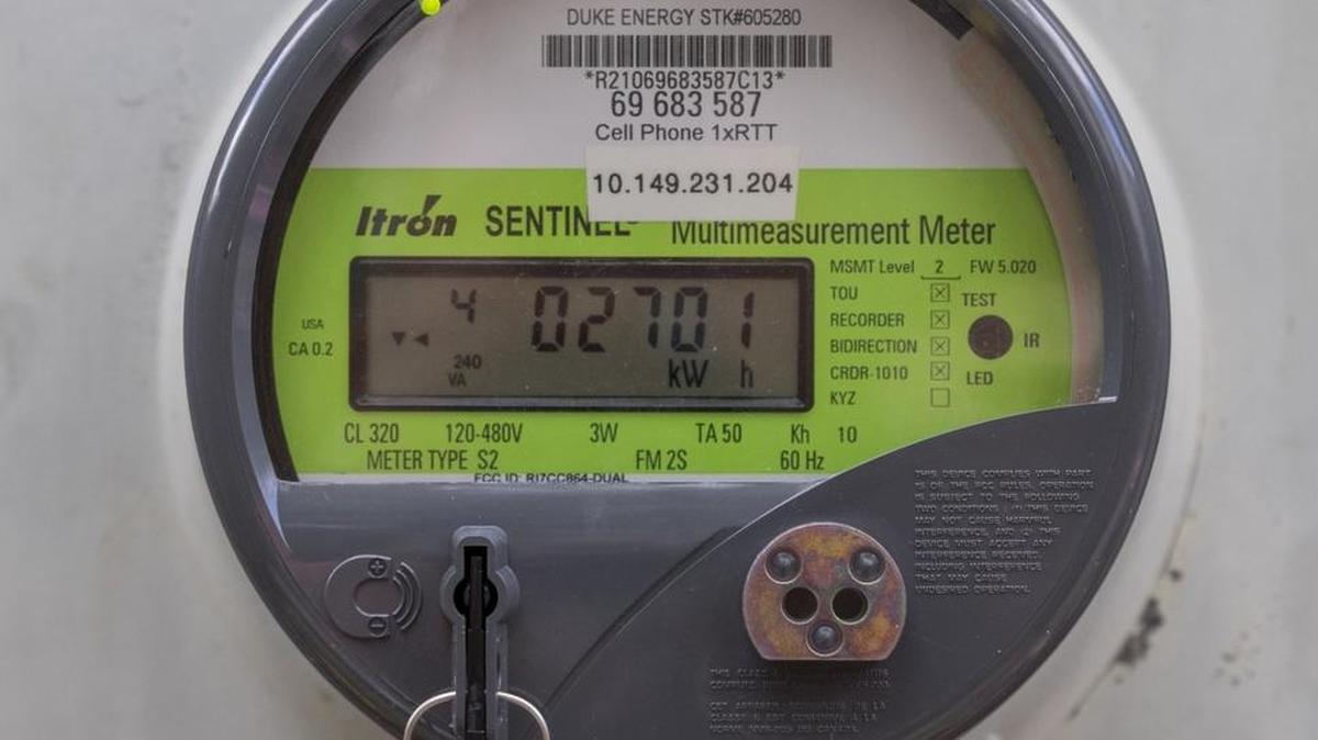 A Duke Energy electric meter in Charlotte.