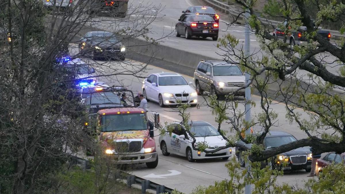 Traffic was backed up on inbound Brookshire Freeway after a multi-vehicle wreck Thursday morning