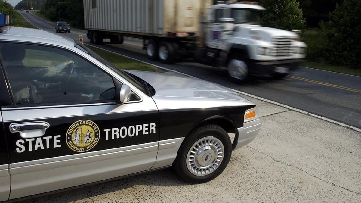 A North Carolina state trooper keeps an eye out for speeders along U.S. 601.