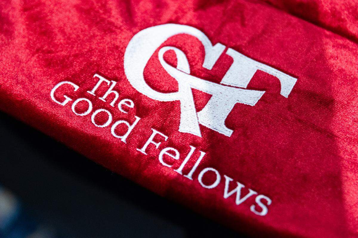 The Good Fellows logo is shown on a bag during the Good Fellows Luncheon at the NASCAR Hall of Fame on Wednesday.
