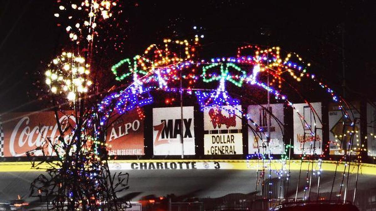 Cars make their way through the valley of lights at Charlotte Motor Speedway’s Speedway Christmas