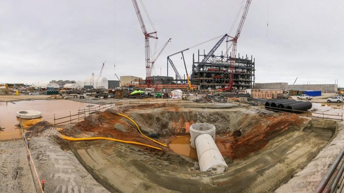Two nuclear reactors were under construction at the V.C. Summer nuclear station in Jenkinsville, S.C., in this 2016 photo. The Summer plant was scrapped this week, and Duke Energy expects to reveal the future of its own planned Lee nuclear plant later in August.