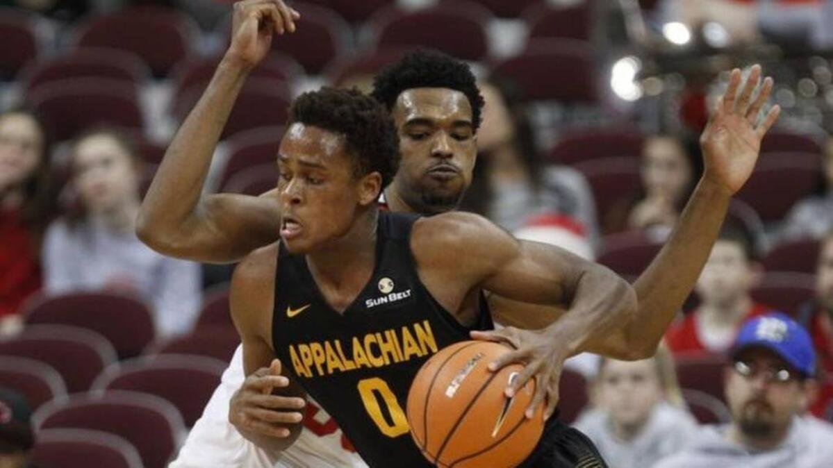 Appalachian State forward Isaac Johnson, seen here in December against Ohio State, pulled down a team-high 11 rebounds in Saturday’s win against visiting Troy. A promotion at Saturday’s game nearly ran amok when more students showed up at the local Zaxby’s for a free chicken sandwich than attended the game.