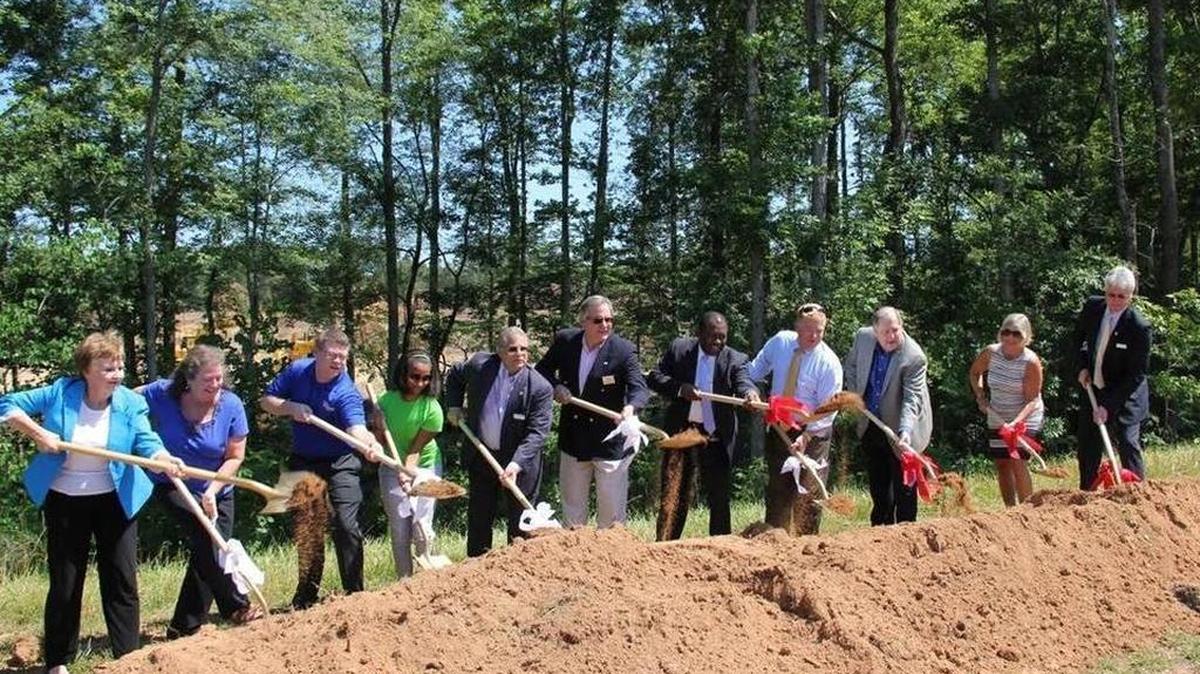
Mecklenburg County and Town of Matthews commissioners and park and recreation officials broke ground on the second phase of the Mecklenburg County Sportsplex at Matthews in June. The county has entered a 10-year contract with Duke Energy to supply lighting for the area.
