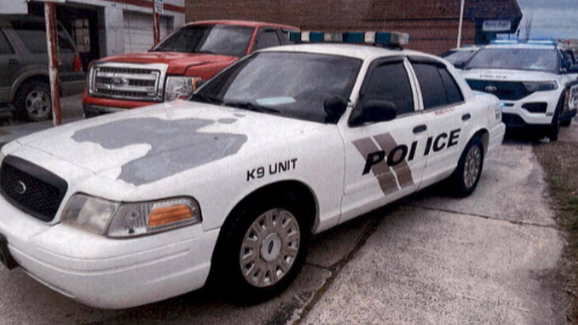 North Carolina police said they found cocaine and a gun in the man’s fake patrol car.