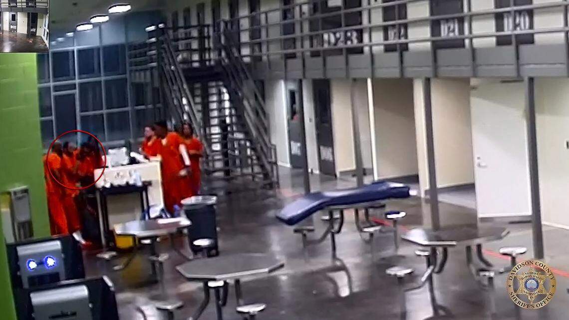 Inmates at a Nashville detention center were seen helping save the life of a correctional officer who began choking.