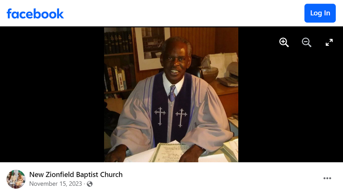 A 71-year-old pastor was shot in the face when he came out of his Memphis church to confront two people accused of stealing a car outside, his family says.
