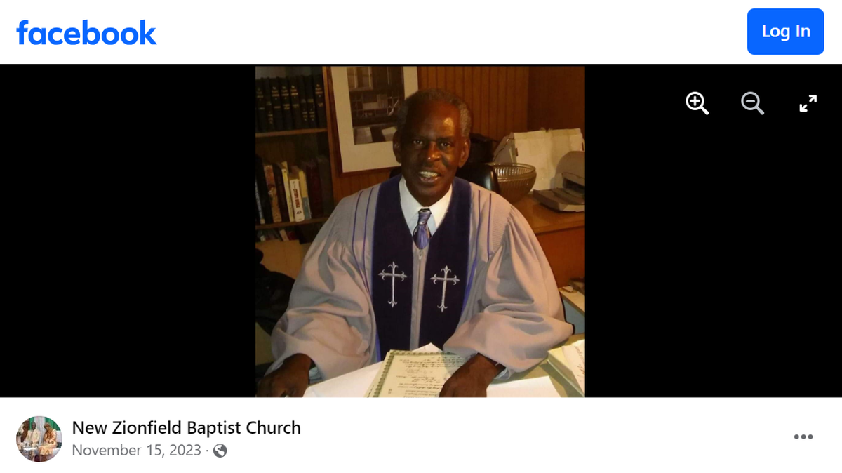 A 71-year-old pastor was shot in the face when he came out of his Memphis church to confront two people accused of stealing a car outside, his family says.
