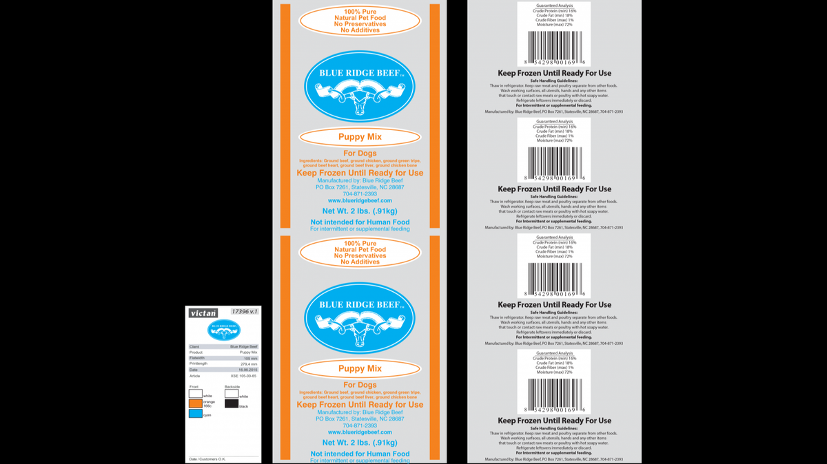Blue Ridge Beef, a pet food company based in North Carolina, is recalling its puppy mix logs sold Aug. 6 to Aug. 23 due to salmonella contamination.