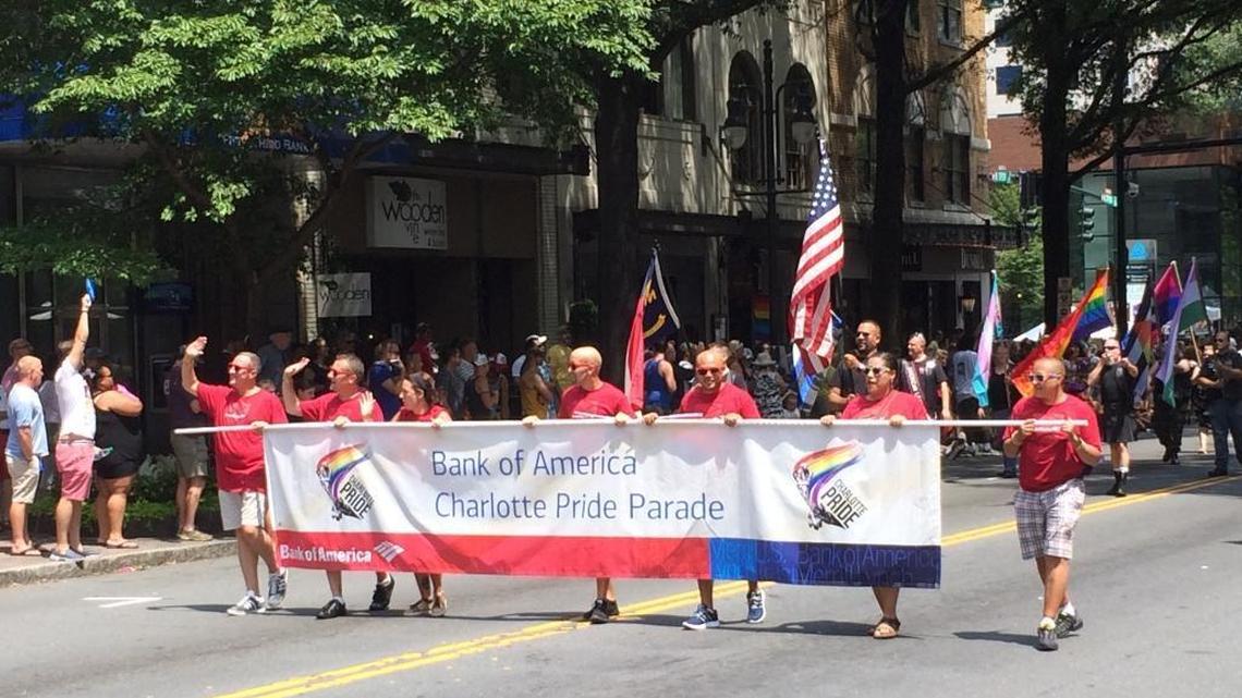 Bank of America has sponsored Charlotte’s gay pride parade, shown here in 2015, since it returned in 2013 after a 19-year absence.