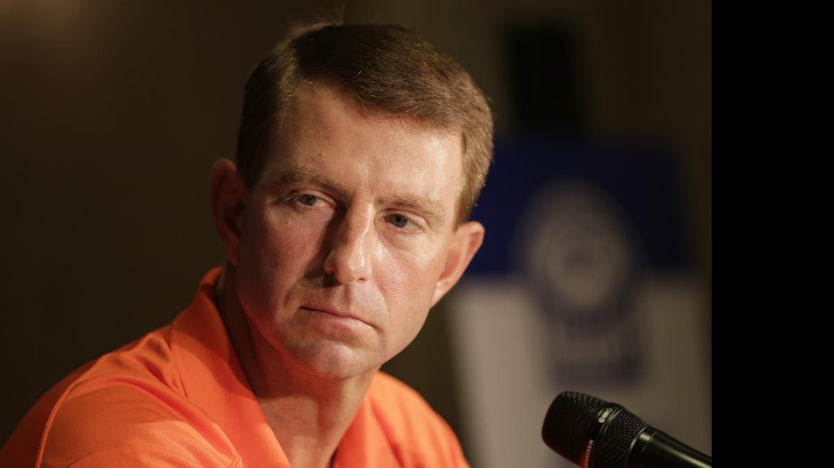 
Clemson football coach Dabo Swinney should not appear at a fundraiser for a South Carolina group that opposes gay marriage, the top Democrat in the S.C. House said Friday.


