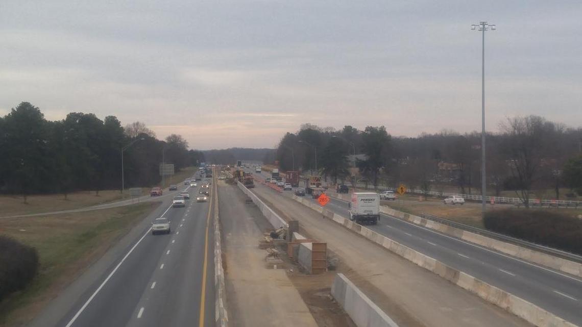 Construction work continues on express toll lanes on I-77 in Cornelius.