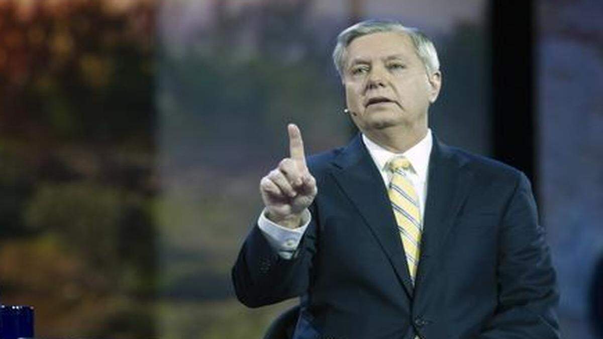 
Sen. Lindsey Graham, R-S.C., speaks at the AIPAC conference on Sunday.
