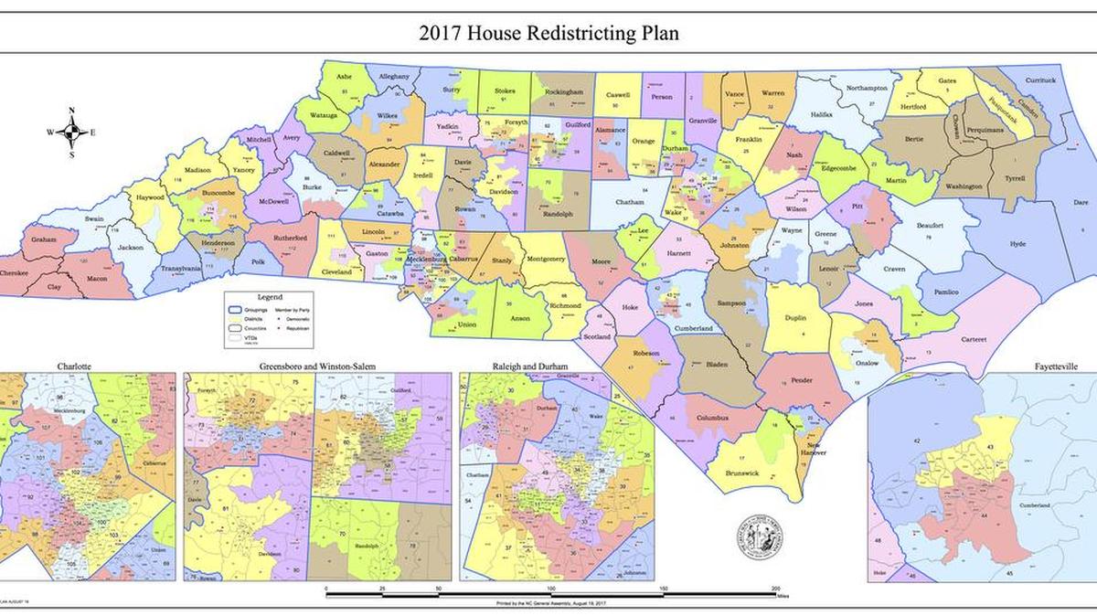 North Carolina lawmakers released this proposed state House map on Saturday, August 19, 2017.