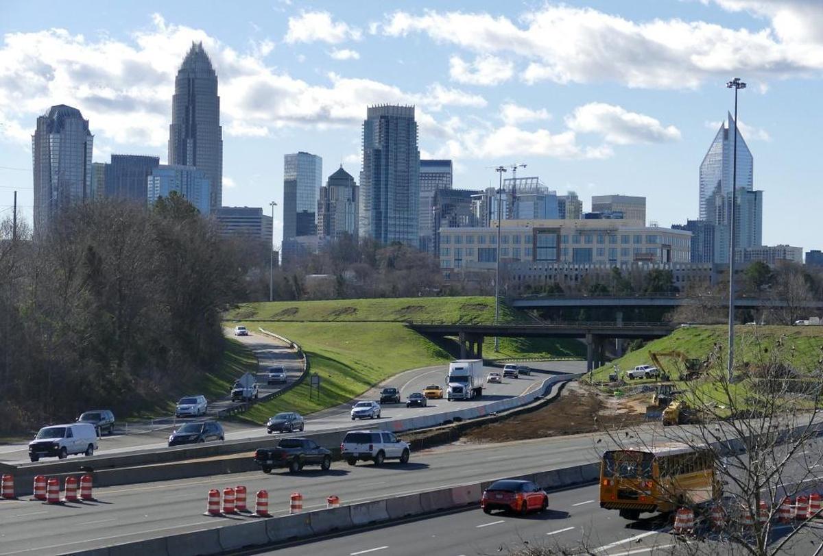 Traffic is down to one lane as construction continues on the Oaklawn Avenue bridge over Interstate 77. The work is part of the Interstate 77 toll lanes project from Charlotte to Mooresville. The new Oaklawn bridge will be larger and will include bike and pedestrian lanes.