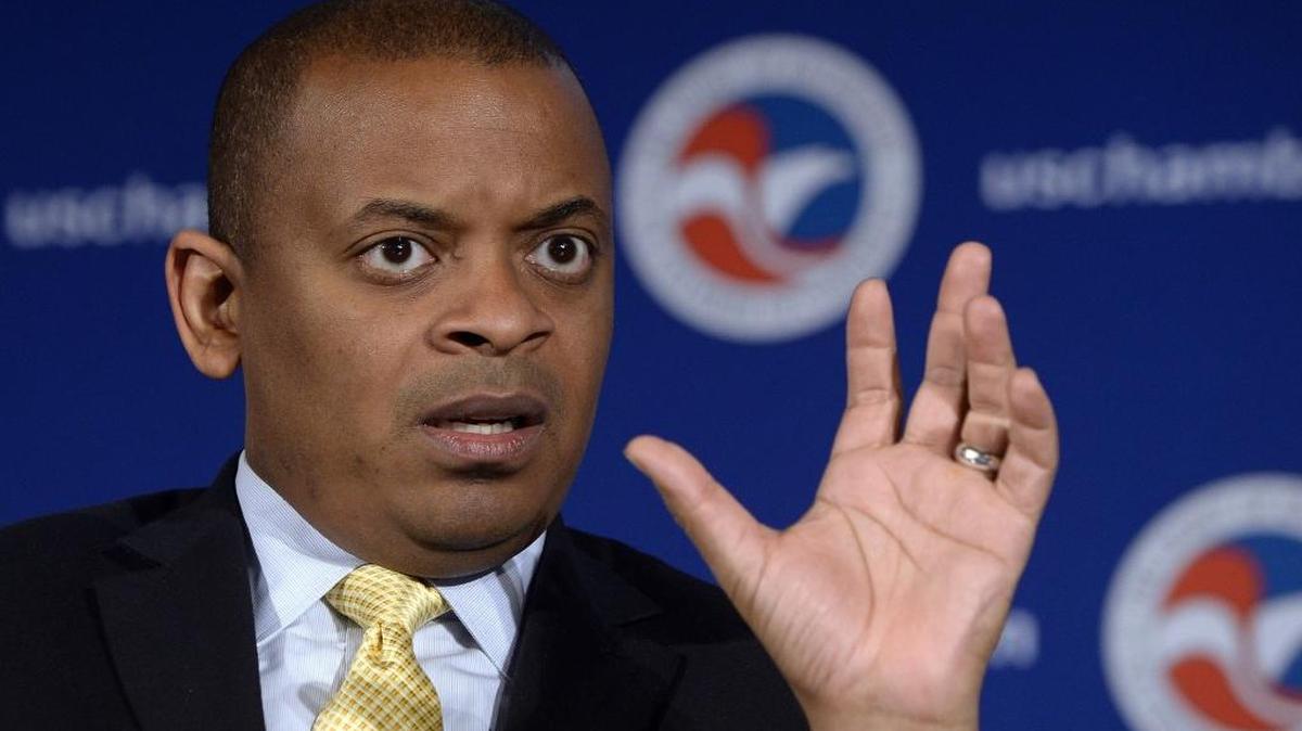 U.S. Transportation Secretary Anthony Foxx speaks at the “Invest in America!” summit at the Chamber of Commerce on Tuesday, April 12 2016, in Washington, D.C.