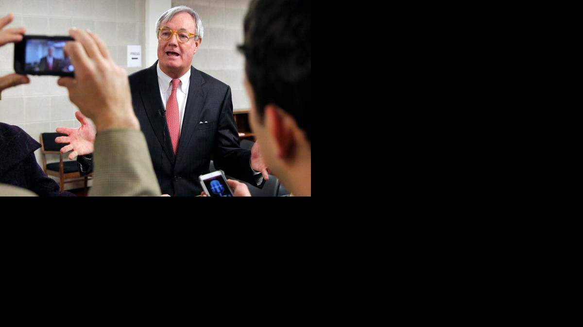 
State Commerce Secretary John Skvarla takes questions from reporters after a presentation at the Legislative Building on Tuesday. He was there talking about ideas for the state’s incentives programs, some of which were included a bill filed later in the House.
