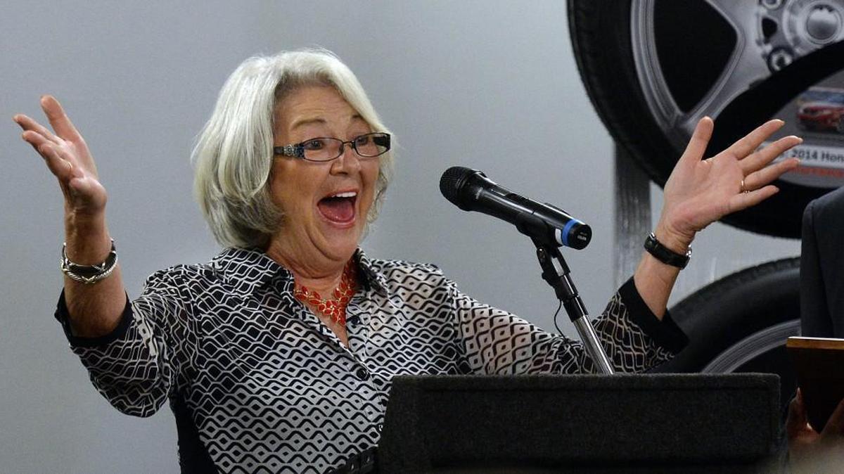 
At Bridgestone’s tire plant in Wilson, Labor Commissioner Cherie Berry congratulates employees on safety record.
