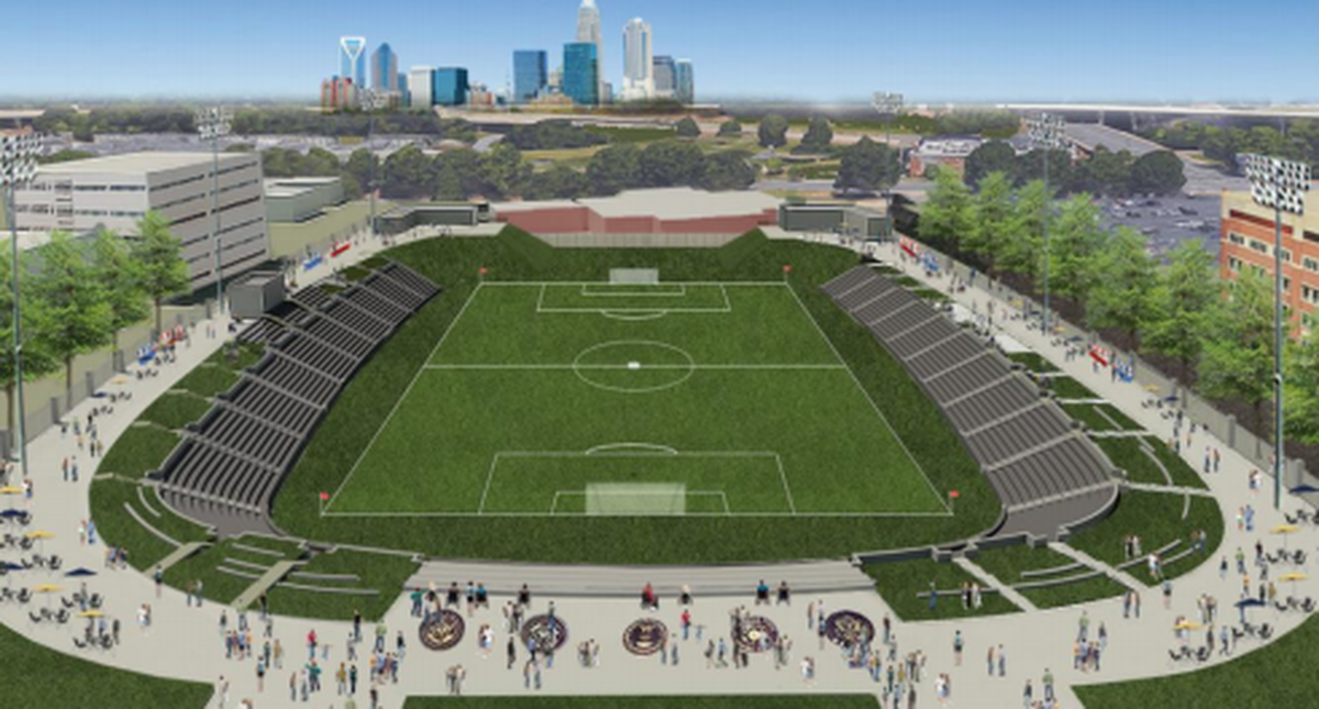 This is a rendering of a new 12,000-seat stadium in Elizabeth, on the site of Memorial Stadium.
