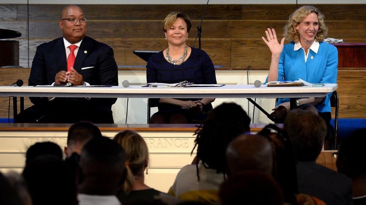 Democrat Vi Lyles, center, said Saturday that she has raised $215,000 for her mayoral race.