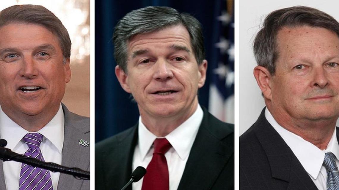 Pat McCrory, Roy Cooper and Lon Cecil, from left