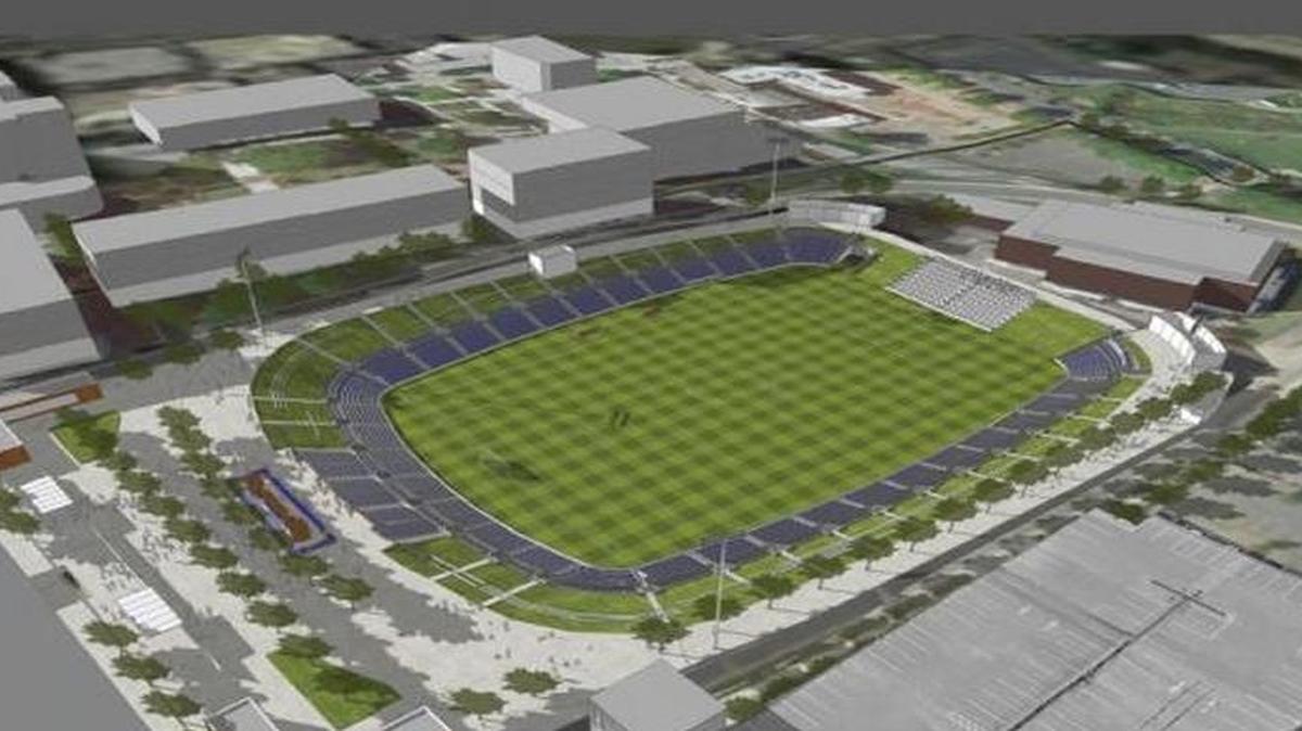 Mecklenburg Commissioners will review a proposal to renovate Memorial Stadium in Elizabeth next week. Here is a rendering of the stadium, which would be retrofited for soccer.
