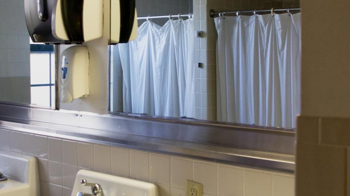 The gender-neutral bathroom in Sunderland Residence Hall at Warren Wilson College.