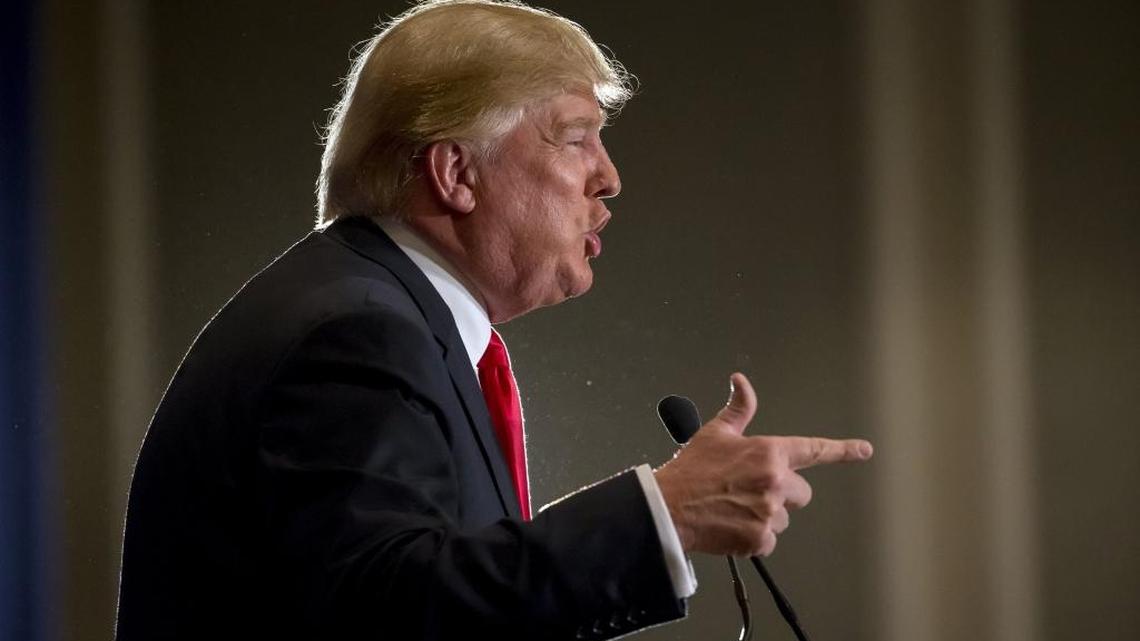Republican presidential candidate Donald Trump speaks at a campaign stop in Hilton Head Island, S.C., in December.