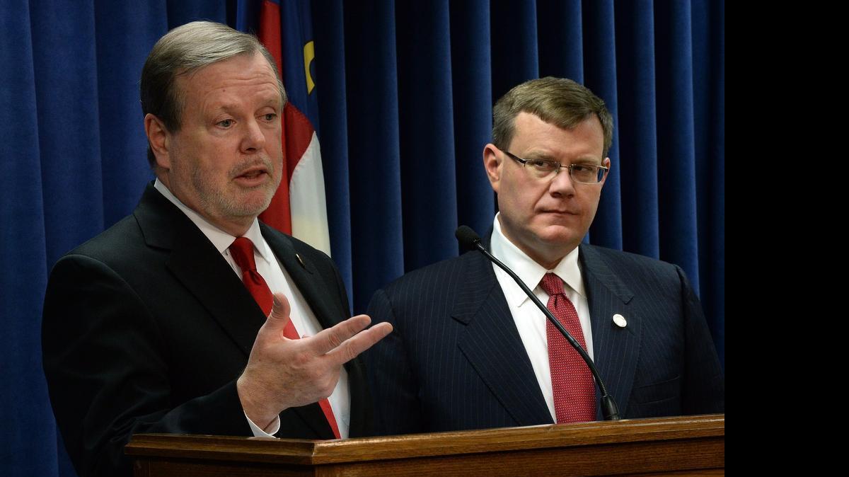 North Carolina Senate leader Phil Berger (left) and House Speaker Tim Moore