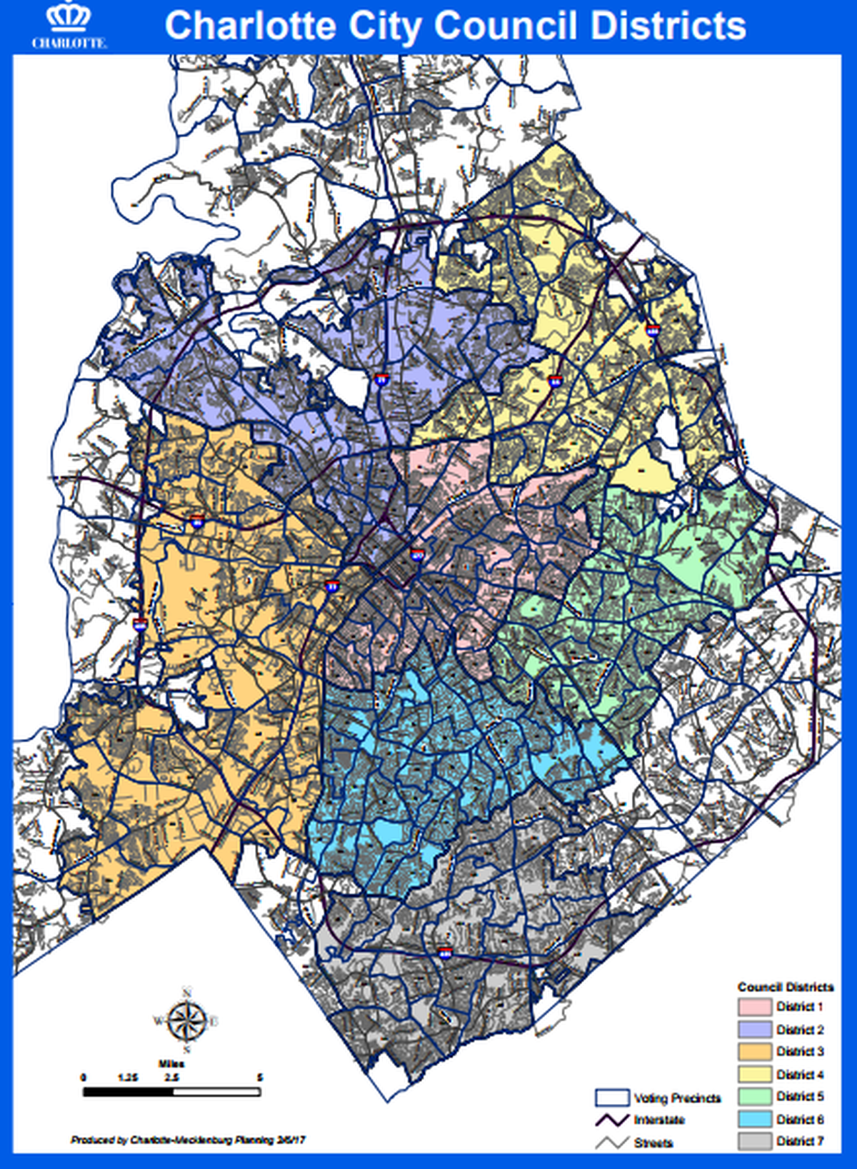 Republicans hold two of the city’s seven district City Council seats, in District 6 (blue) and District 7 (gray). Their next best chance for winning a seat is in District 1 (pink).